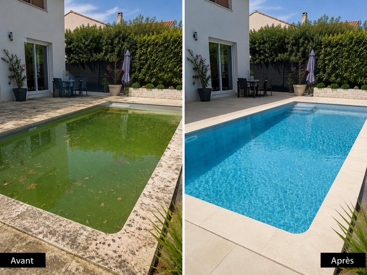 Piscine nettoyée et remise au propre